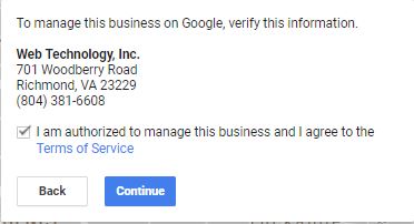 Google My Business authorization